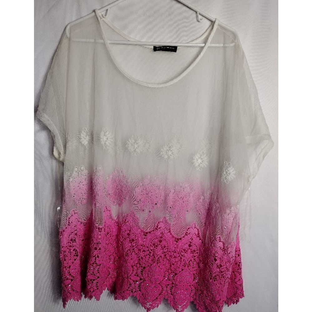 INC mesh and lace top